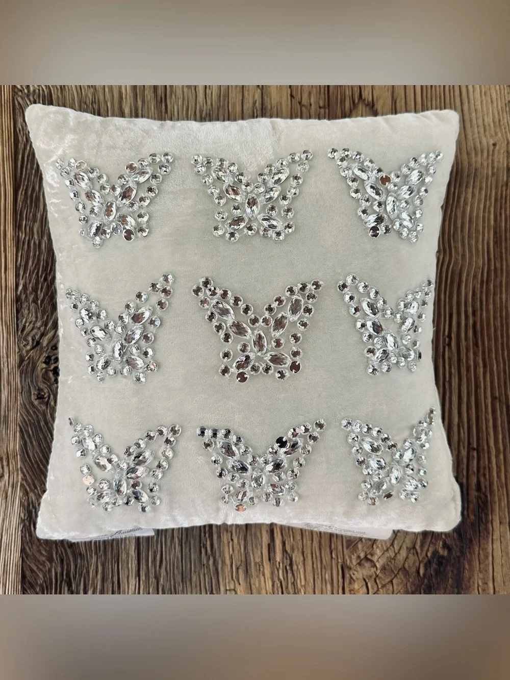 Pottery Barn Kids Monique Lhuillier Velvet Crystal Butterfly Decorative Pillow
